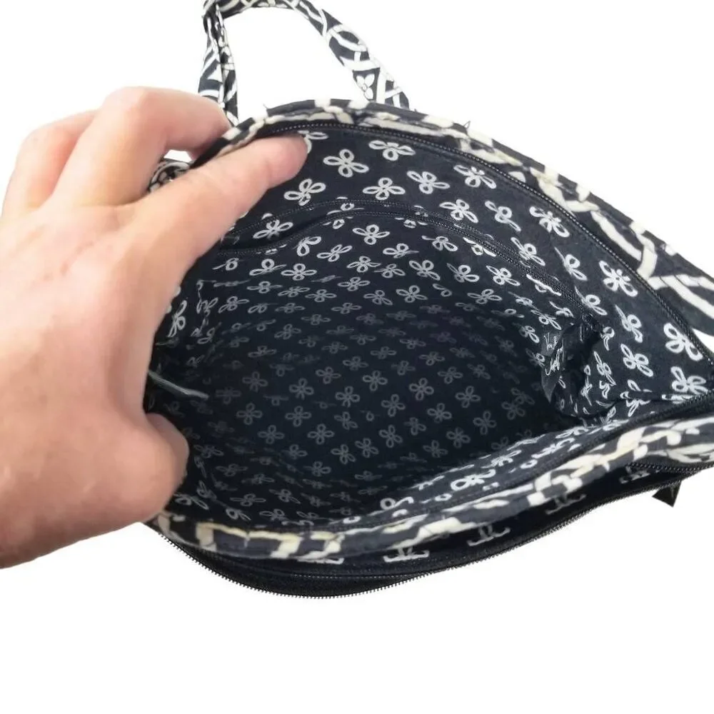 Vera Bradley Black & White Cotton Quilted Adjustable Crossbody or Shoulder Bag